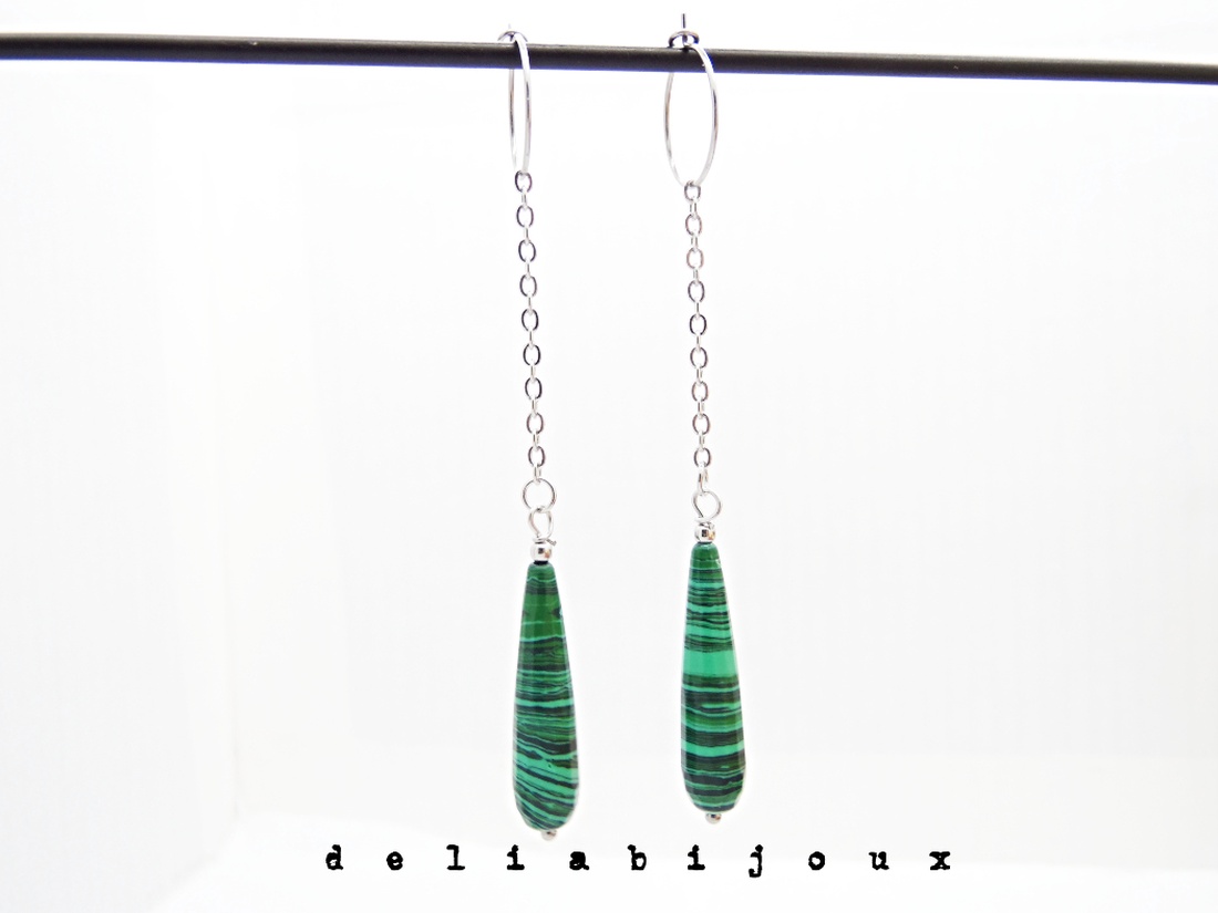 Cercei handmade unicat - malachit (cod1283) - bijuterii - cercei - cercei cerc - Artynos.ro