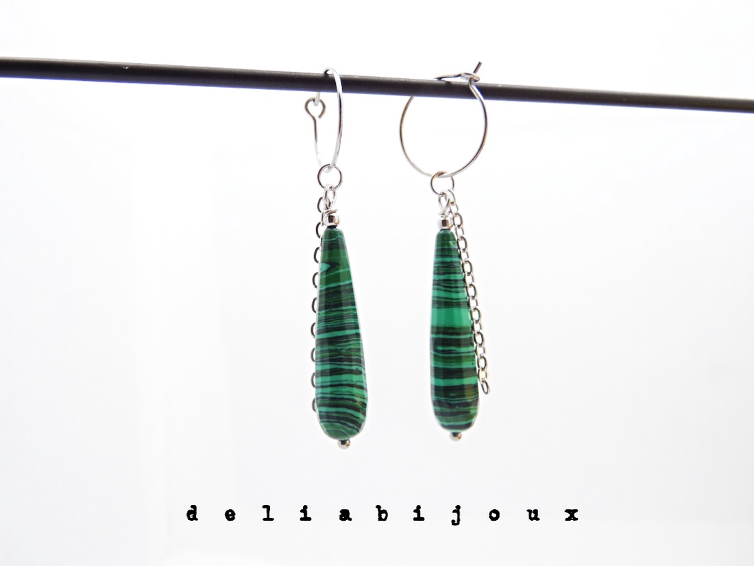 Cercei handmade unicat - malachit (cod1283) - bijuterii - cercei - cercei cerc - Artynos.ro