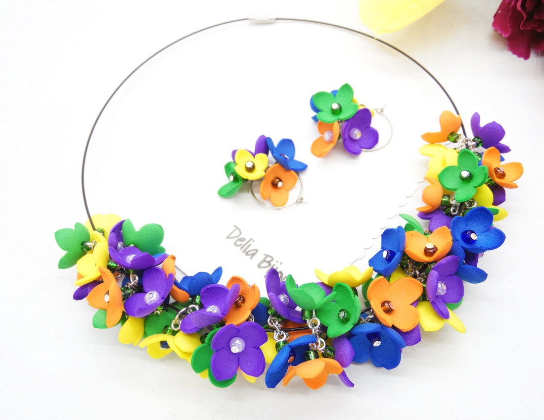 Set Bijuterii Handmade Flori de Poveste (cod1181) - bijuterii - seturi de bijuterii - Artynos.ro