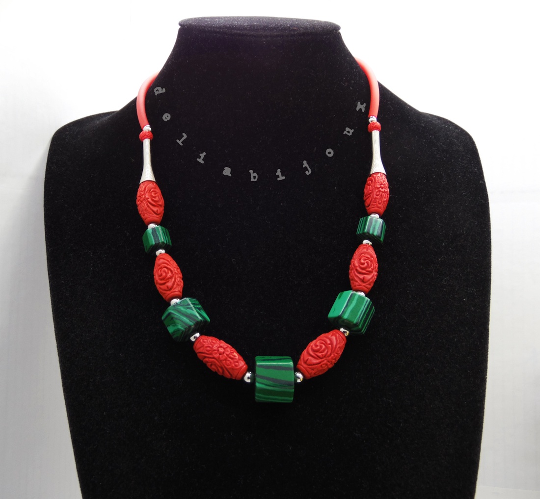 Set bijuterii handmade - malachit si cinabru (cod1215) - bijuterii - seturi de bijuterii - Artynos.ro Set bijuterii handmade - malachit si cinabru (cod1215) - bijuterii - seturi de bijuterii - Artynos.ro