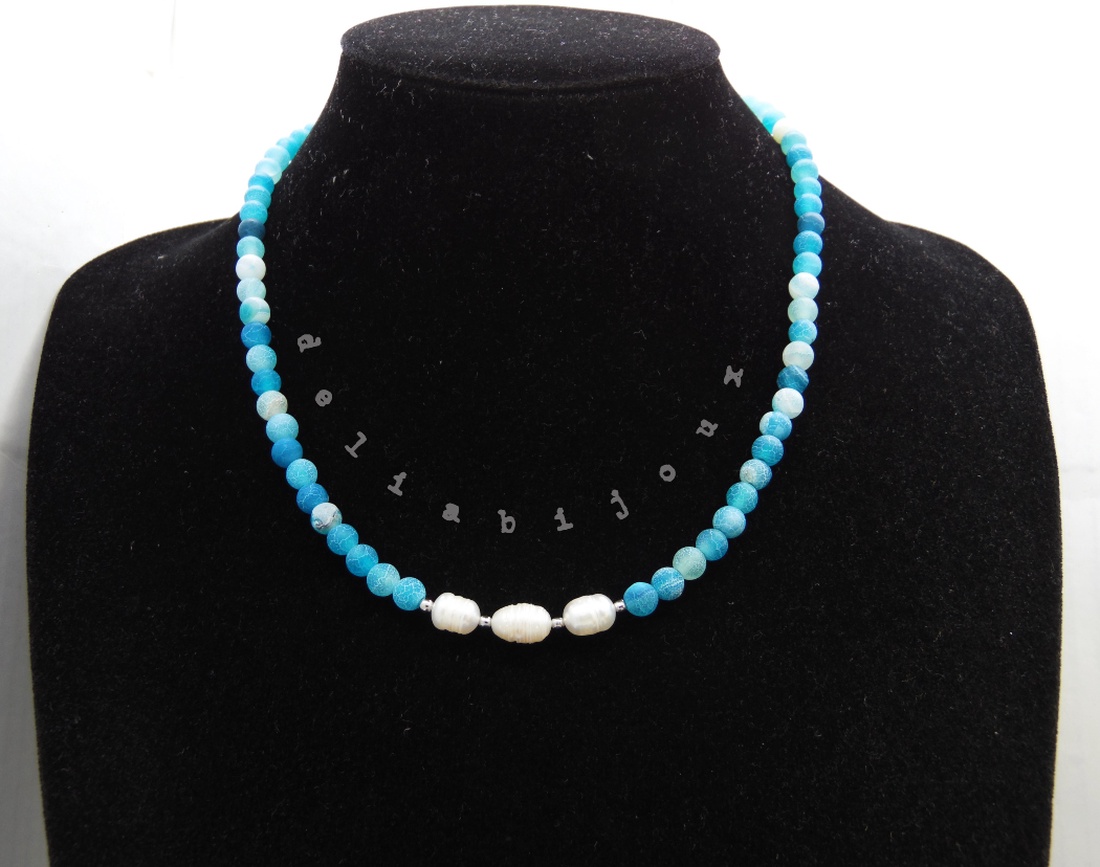 Colier handmade - agate frozen si perle cultura (cod1245) - bijuterii - coliere - coliere statement - Artynos.ro Colier handmade - agate frozen si perle cultura (cod1245) - bijuterii - coliere - coliere statement - Artynos.ro