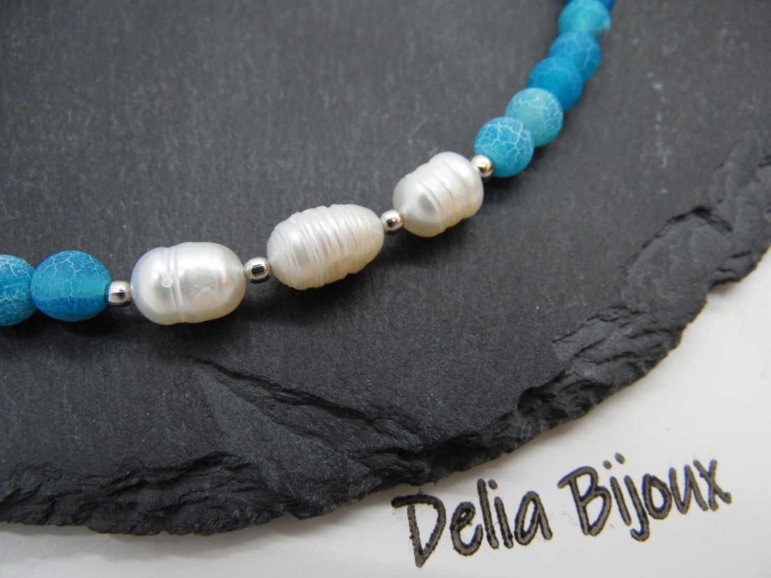Colier handmade - agate frozen si perle cultura (cod1245) - bijuterii - coliere - coliere statement - Artynos.ro Colier handmade - agate frozen si perle cultura (cod1245) - bijuterii - coliere - coliere statement - Artynos.ro