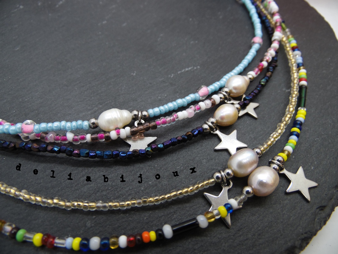 Coliere handmade - perle naturale de cultura si margele de nisip (cod1059) - bijuterii - coliere - coliere statement - Artynos.ro