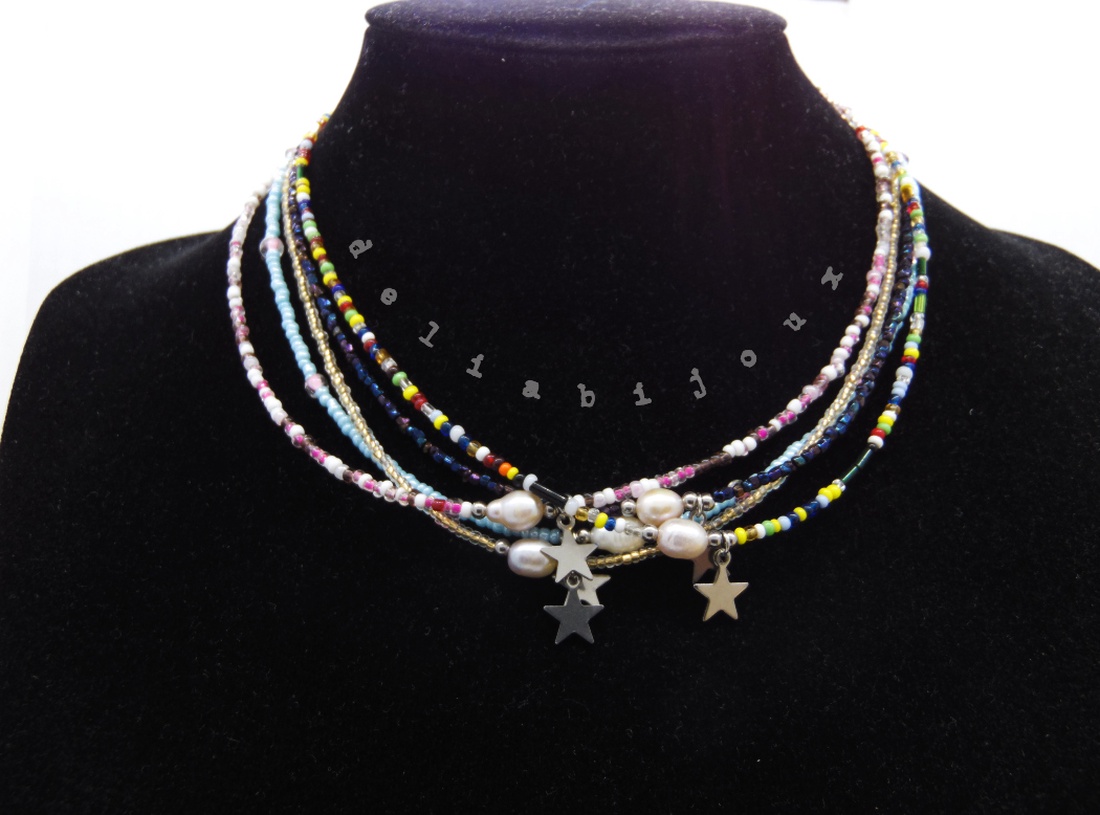 Coliere handmade - perle naturale de cultura si margele de nisip (cod1059) - bijuterii - coliere - coliere statement - Artynos.ro