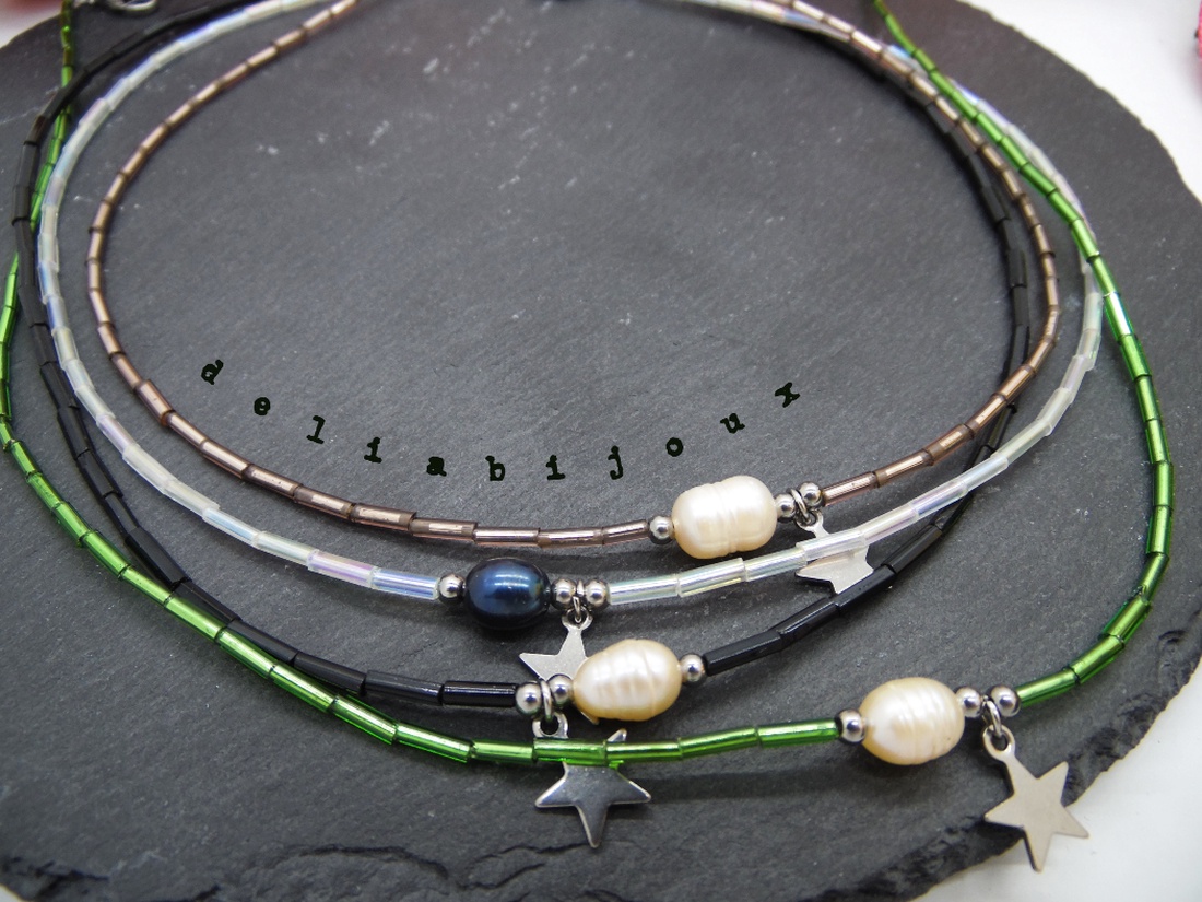 Coliere handmade - perle naturale de cultura si margele de nisip (cod1057) - bijuterii - coliere - coliere statement - Artynos.ro