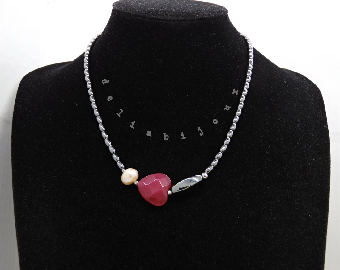 Colier handmade unicat - perla cultura, agata, hematit (cod1213) - bijuterii - coliere - coliere statement - Artynos.ro