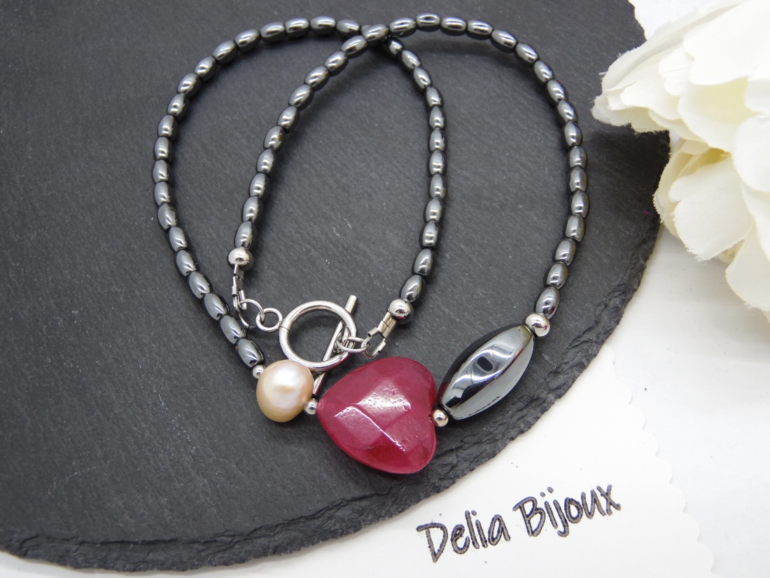 Colier handmade unicat - perla cultura, agata, hematit (cod1213) - bijuterii - coliere - coliere statement - Artynos.ro
