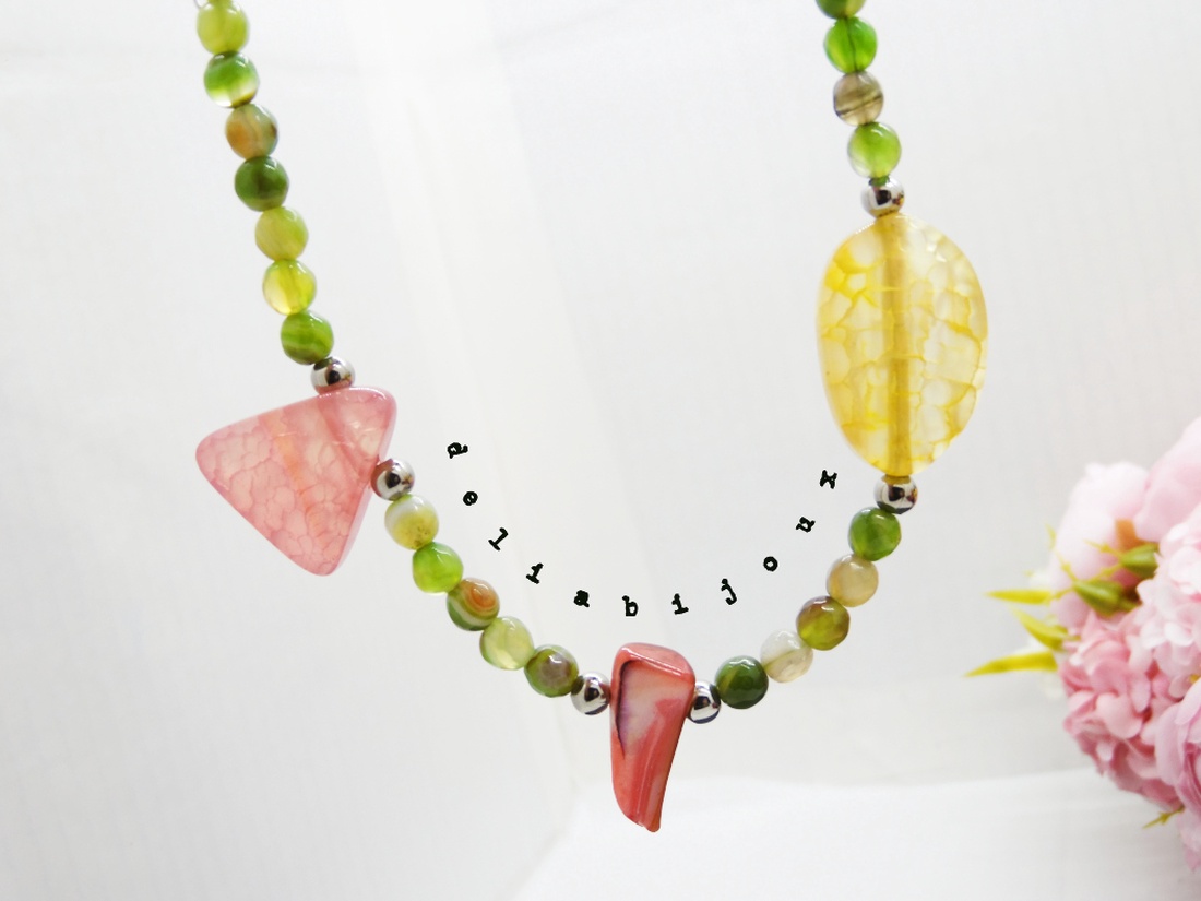 Colier handmade unicat - agate, sidef (cod1198) - bijuterii - coliere - coliere statement - Artynos.ro