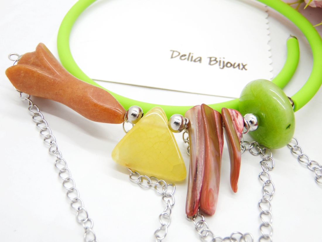 Colier handmade unicat - agate, sidef (cod1197) - bijuterii - coliere - coliere statement - Artynos.ro