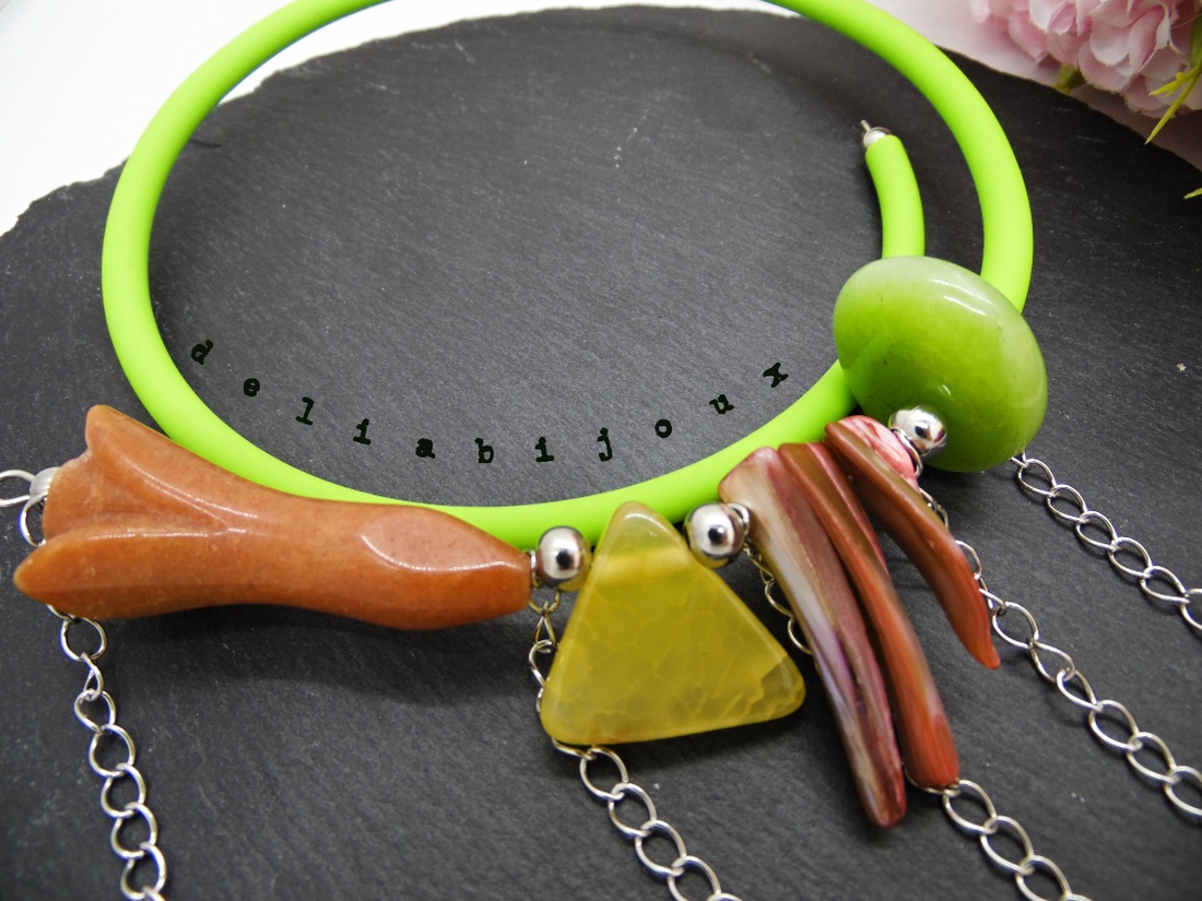 Colier handmade unicat - agate, sidef (cod1197) - bijuterii - coliere - coliere statement - Artynos.ro