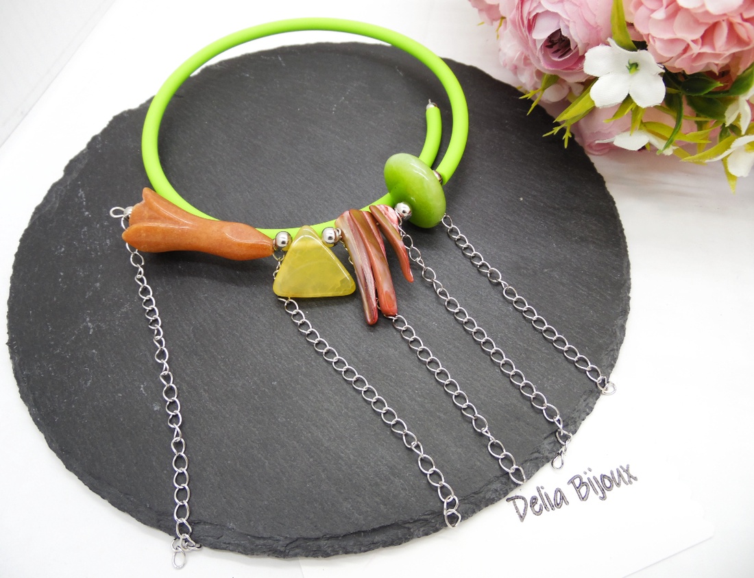 Colier handmade unicat - agate, sidef (cod1197) - bijuterii - coliere - coliere statement - Artynos.ro
