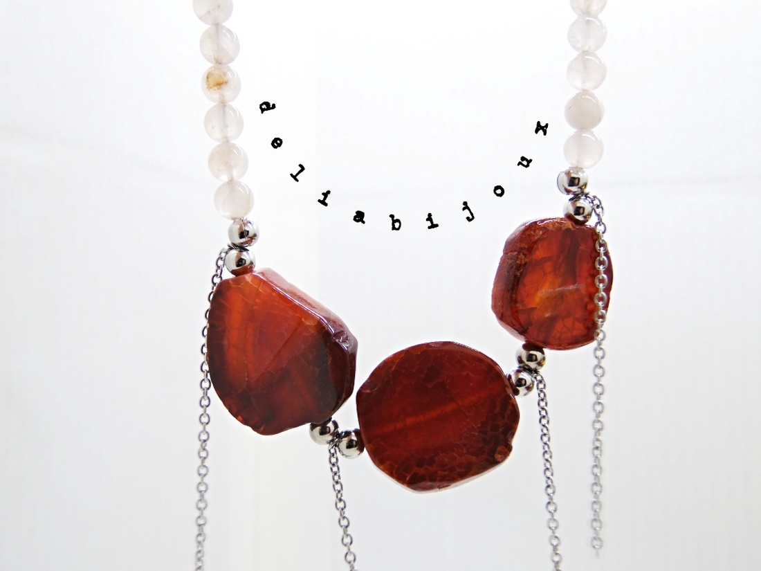 Colier handmade unicat - agate si cuart (cod1186) - bijuterii - coliere - coliere statement - Artynos.ro