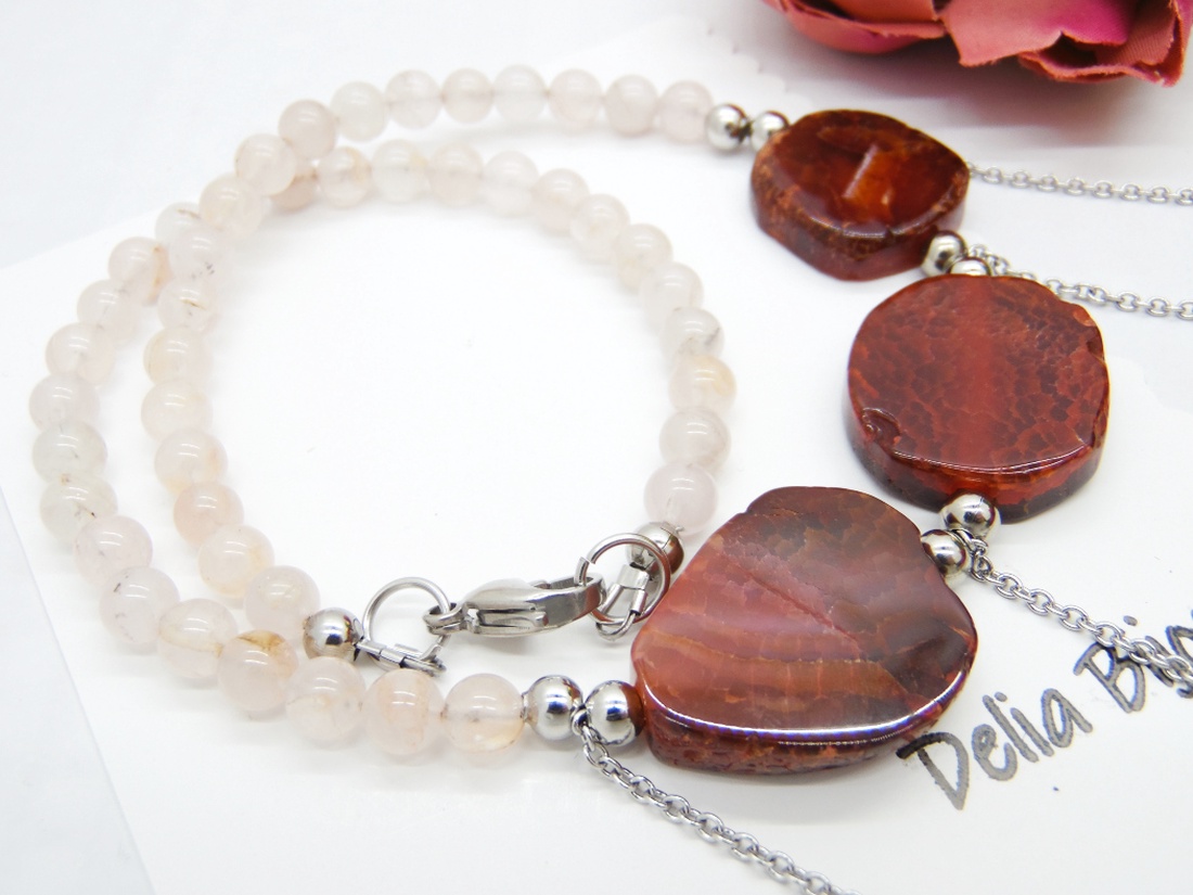 Colier handmade unicat - agate si cuart (cod1186) - bijuterii - coliere - coliere statement - Artynos.ro