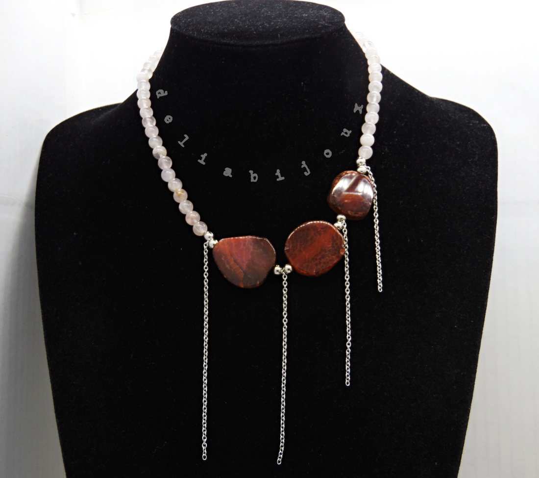 Colier handmade unicat - agate si cuart (cod1186) - bijuterii - coliere - coliere statement - Artynos.ro