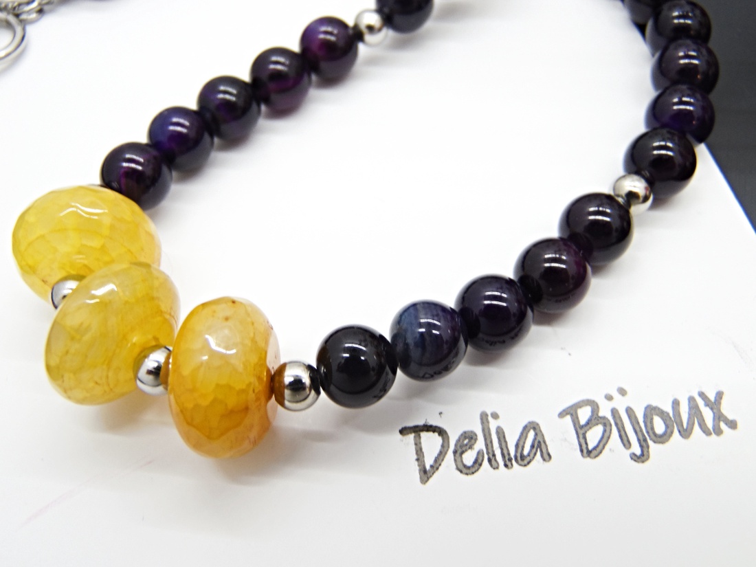 Colier handmade unicat - agate (cod1141) - bijuterii - coliere - coliere statement - Artynos.ro