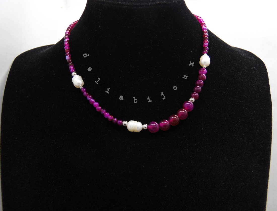 Colier handmade - agate si perle cultura (cod1128) - bijuterii - coliere - coliere statement - Artynos.ro