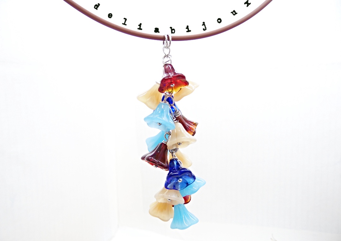 Ciorchine de flori colier la baza gâtului din silicon și margele sticlă (cod1333) - bijuterii - coliere - pandative - Artynos.ro