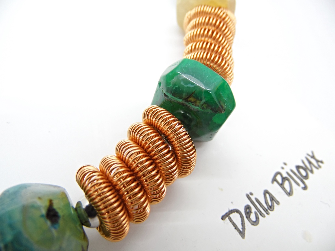 Colier Statement Handmade din Agate Multicolore (cod1345) - bijuterii - coliere - coliere din pietre semiprețioase - Artynos.ro