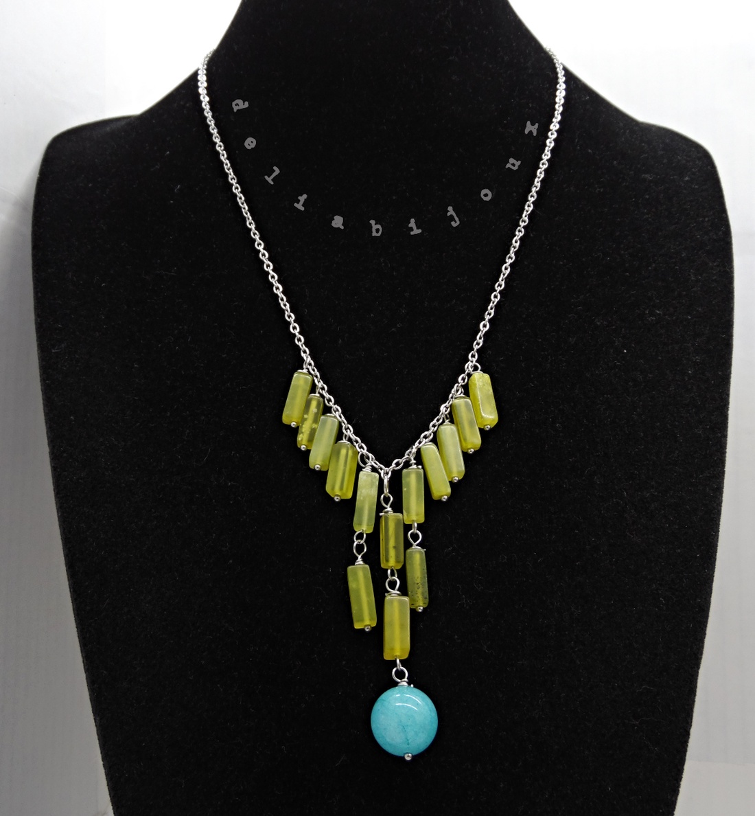 Set Bijuterii cu Jad si Angelit Lucrat Manual Oțel Inoxidabil (cod1352) - bijuterii - seturi de bijuterii - Artynos.ro