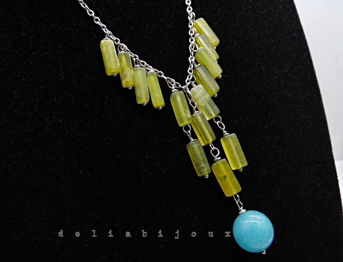 Set Bijuterii cu Jad si Angelit Lucrat Manual Oțel Inoxidabil (cod1352) - bijuterii - seturi de bijuterii - Artynos.ro