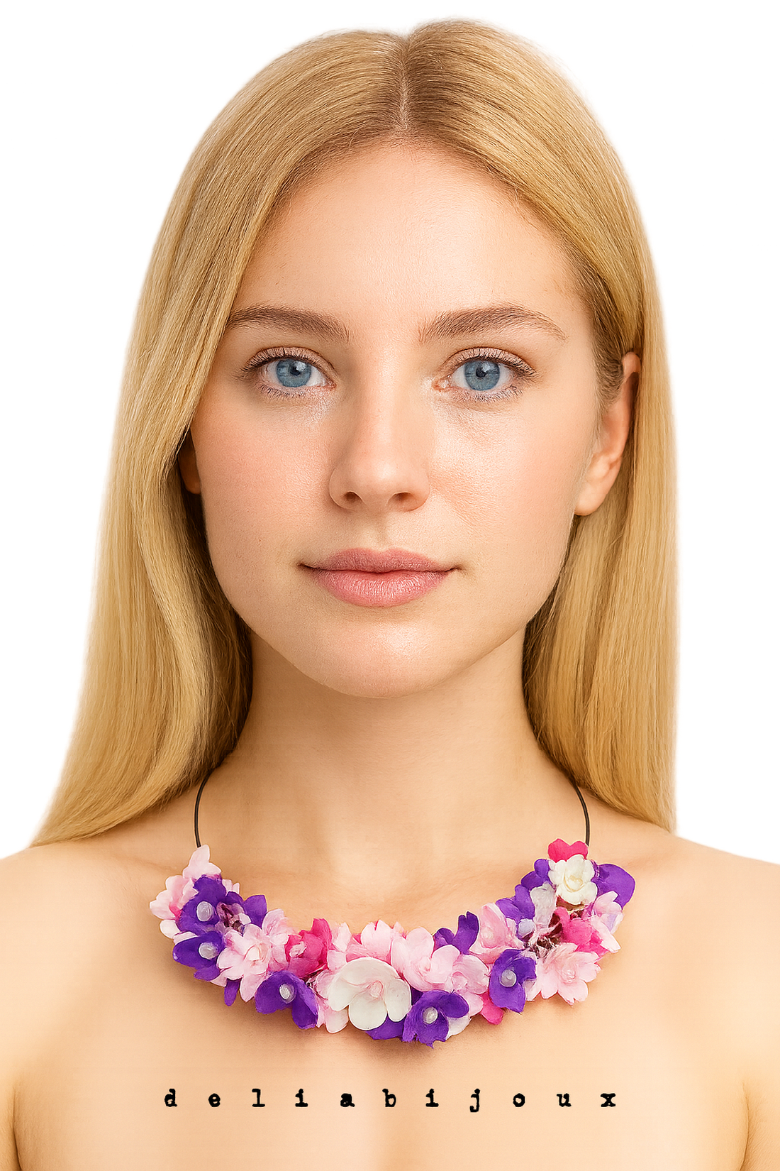 Colier handmade statement cu flori multicolore (cod1349) - bijuterii - coliere - coliere din mărgele - Artynos.ro