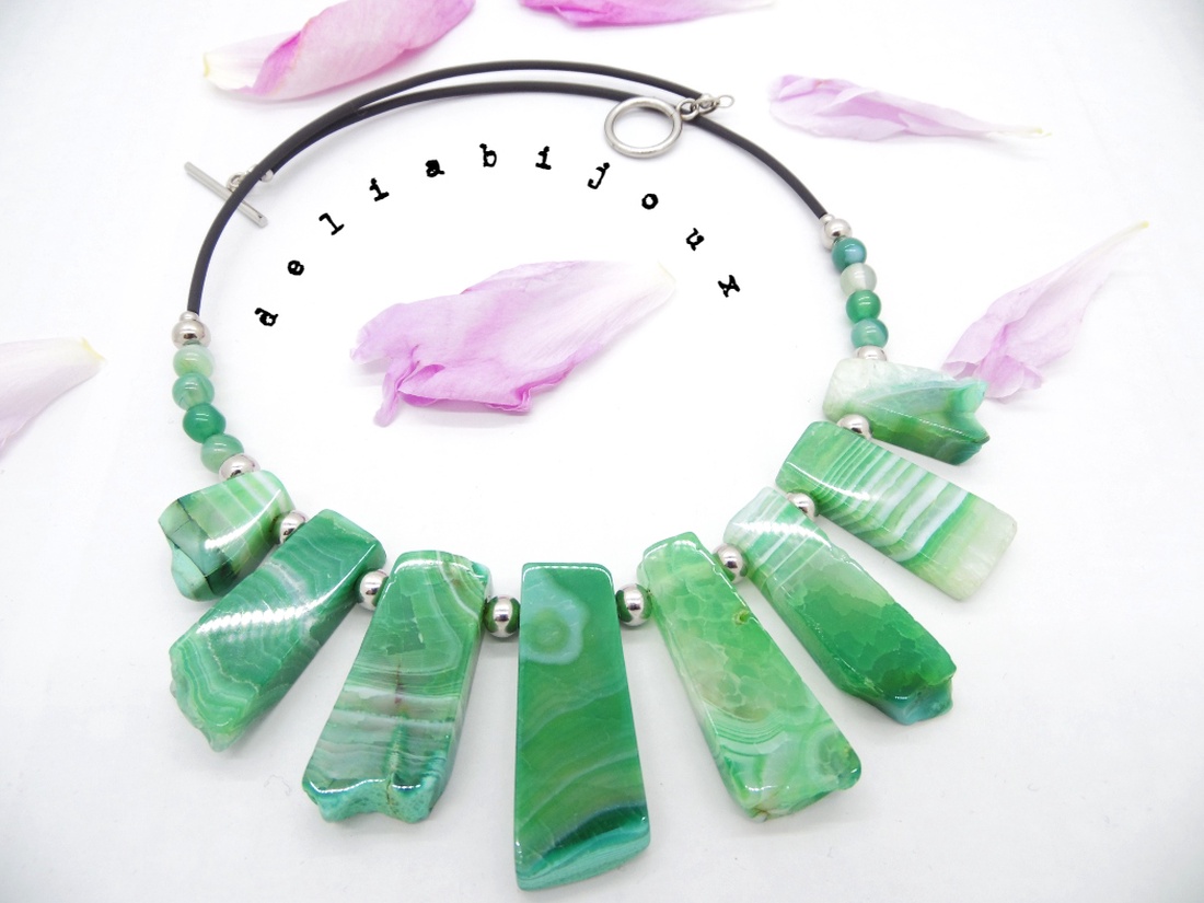 Colier handmade unicat - agate (cod648) - bijuterii - coliere - coliere din pietre semiprețioase - Artynos.ro