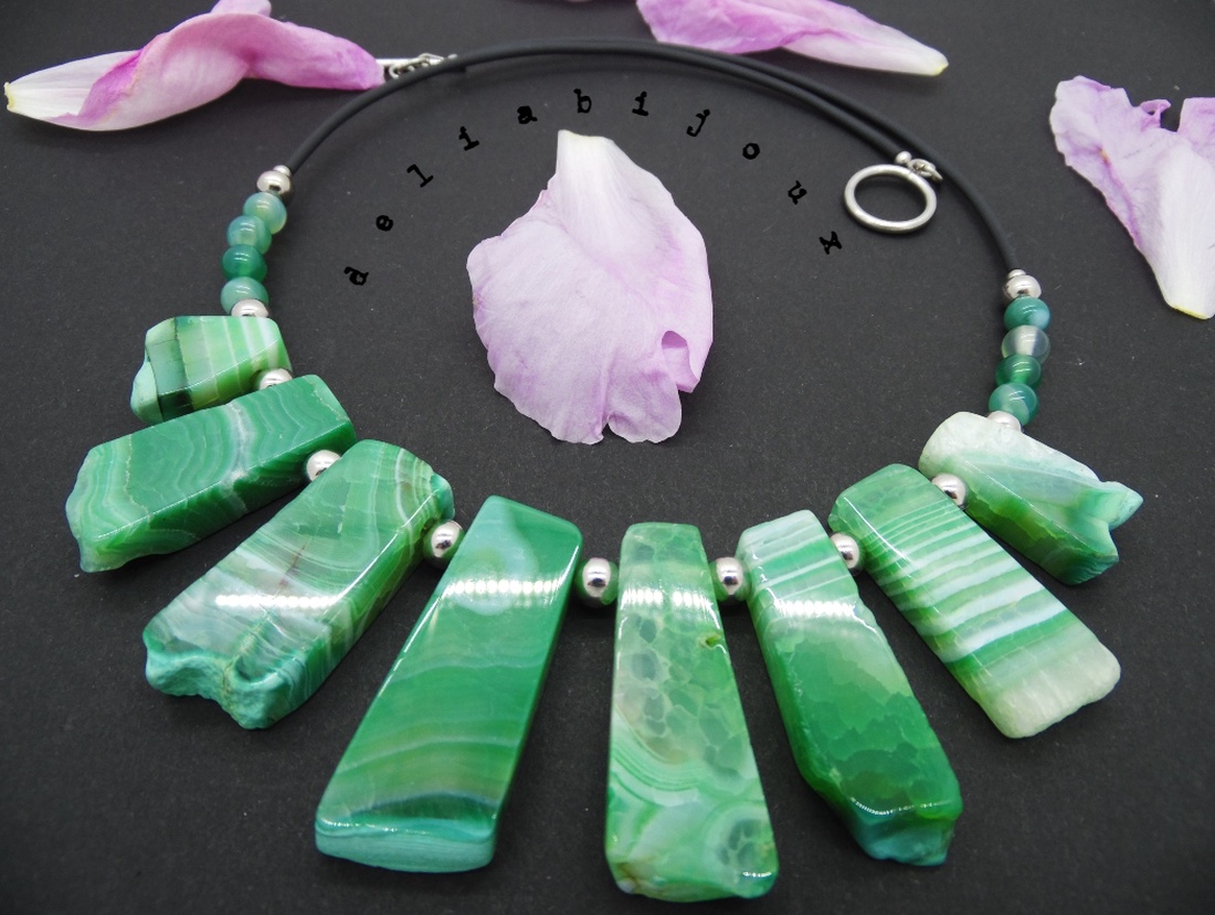 Colier handmade unicat - agate (cod648) - bijuterii - coliere - coliere din pietre semiprețioase - Artynos.ro