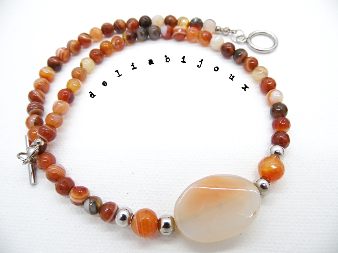 Colier /choker handmade unicat - agate (cod763) - bijuterii - coliere - coliere din pietre semiprețioase - Artynos.ro