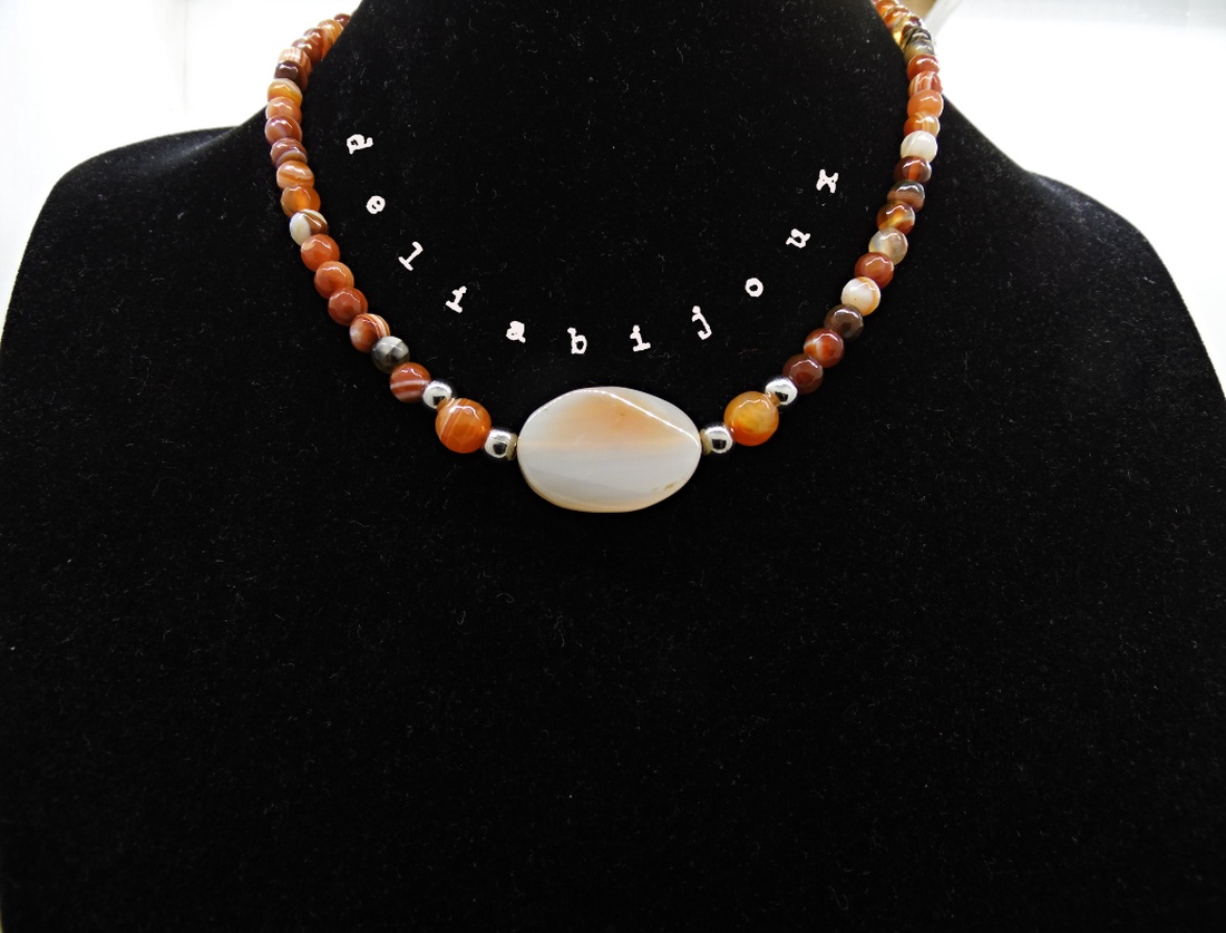 Colier /choker handmade unicat - agate (cod763) - bijuterii - coliere - coliere din pietre semiprețioase - Artynos.ro