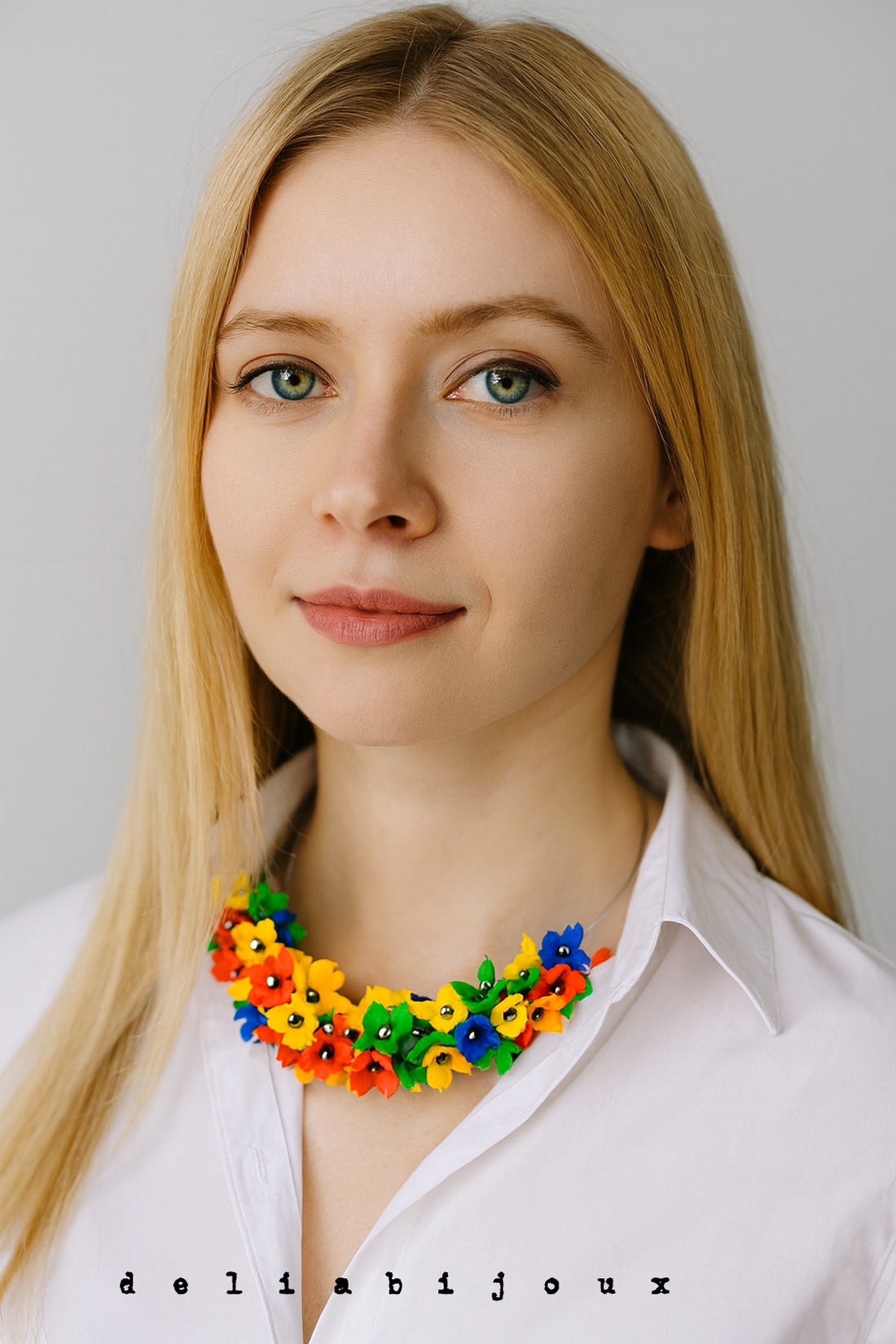 Colier handmade statement cu flori multicolore (cod1344) - bijuterii - coliere - coliere din mărgele - Artynos.ro