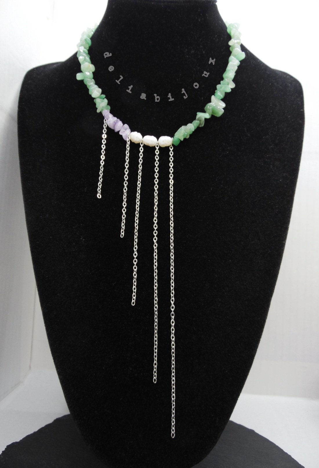 Colier handmade unicat - aventurin, ametist perle cultura (cod1218) - bijuterii - coliere - coliere din pietre semiprețioase - Artynos.ro