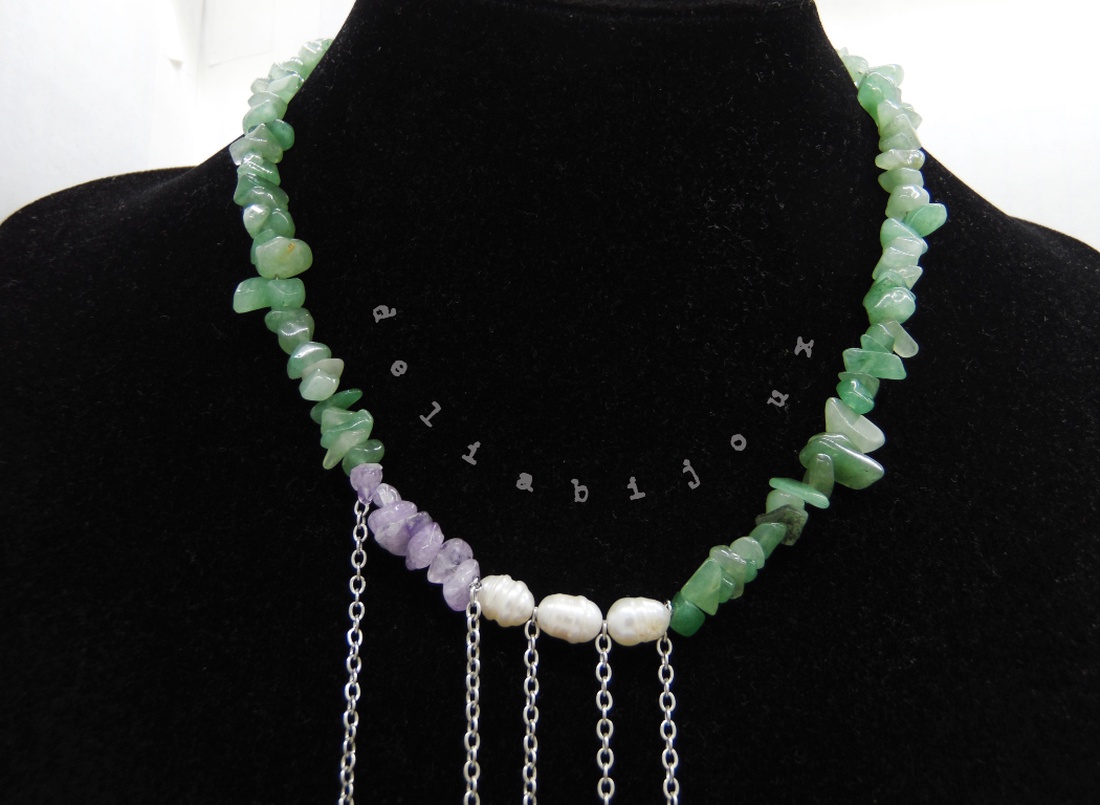 Colier handmade unicat - aventurin, ametist perle cultura (cod1218) - bijuterii - coliere - coliere din pietre semiprețioase - Artynos.ro