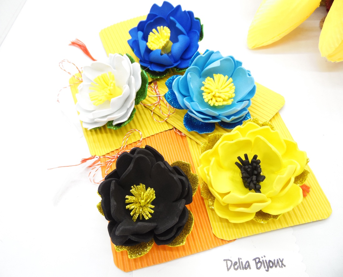 Brosa statement handmade unicat - Martisor - floare (cod1173) - bijuterii - broșe - Artynos.ro