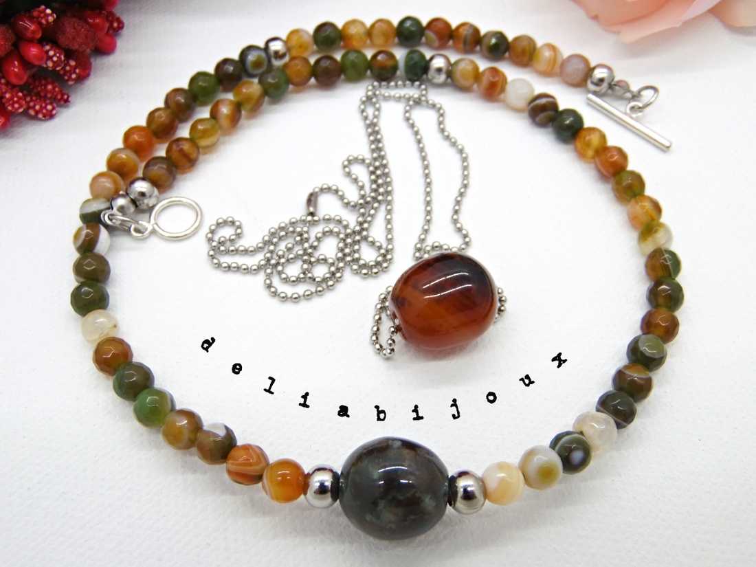 Coliere handmade unicat - agate indiene (cod700) - bijuterii - seturi de bijuterii - Artynos.ro