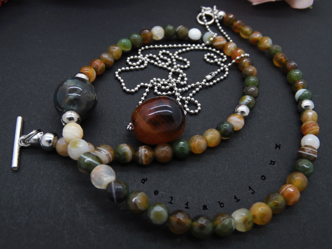 Coliere handmade unicat - agate indiene (cod700) - bijuterii - seturi de bijuterii - Artynos.ro
