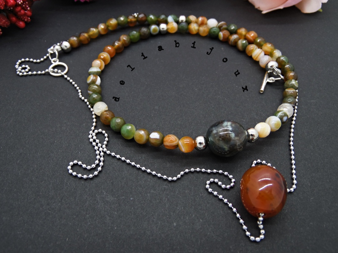 Coliere handmade unicat - agate indiene (cod700) - bijuterii - seturi de bijuterii - Artynos.ro