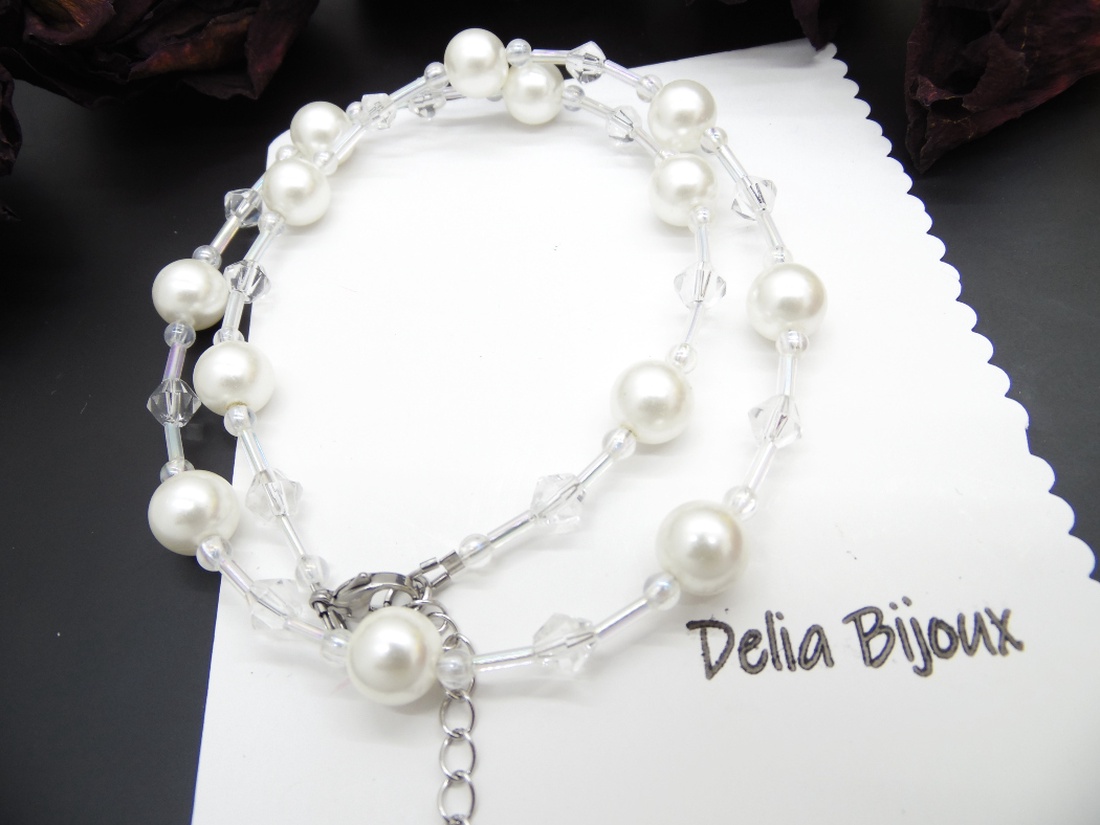 Colier handmade -margele nisip, perle de sticla (cod1206) - bijuterii - coliere - coliere din mărgele - Artynos.ro