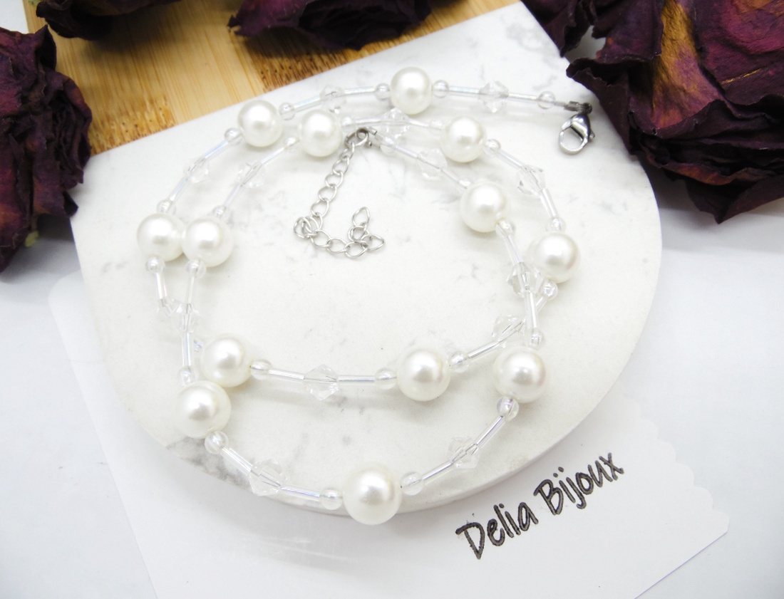 Colier handmade -margele nisip, perle de sticla (cod1206) - bijuterii - coliere - coliere din mărgele - Artynos.ro