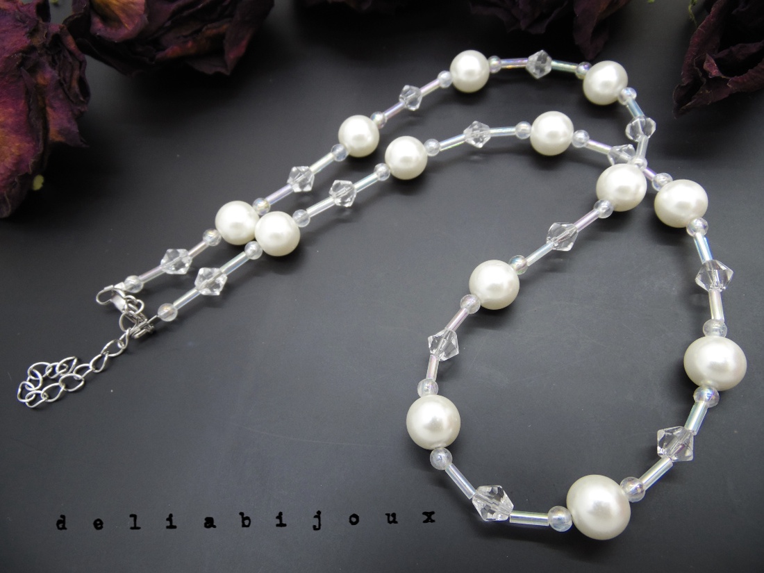 Colier handmade -margele nisip, perle de sticla (cod1206) - bijuterii - coliere - coliere din mărgele - Artynos.ro