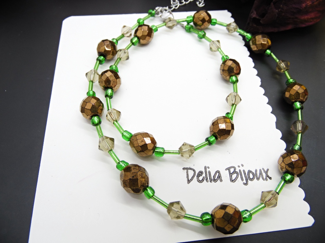 Colier handmade -margele nisip, margele sticla (cod1200) - bijuterii - coliere - coliere din mărgele - Artynos.ro