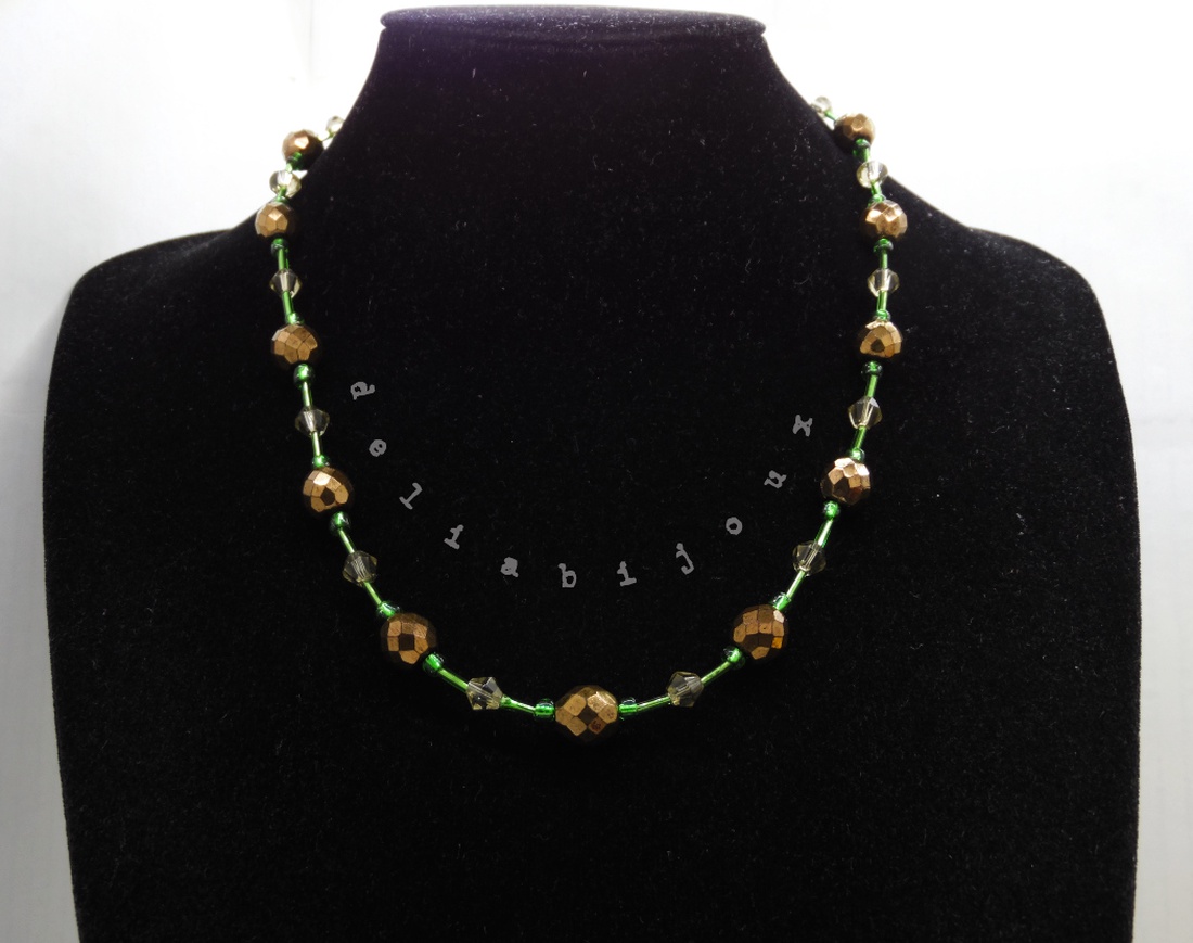 Colier handmade -margele nisip, margele sticla (cod1200) - bijuterii - coliere - coliere din mărgele - Artynos.ro