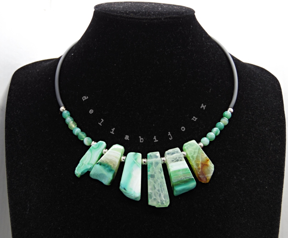 Colier handmade unicat - agate naturale (cod1359) - bijuterii - coliere - coliere din pietre semiprețioase - Artynos.ro