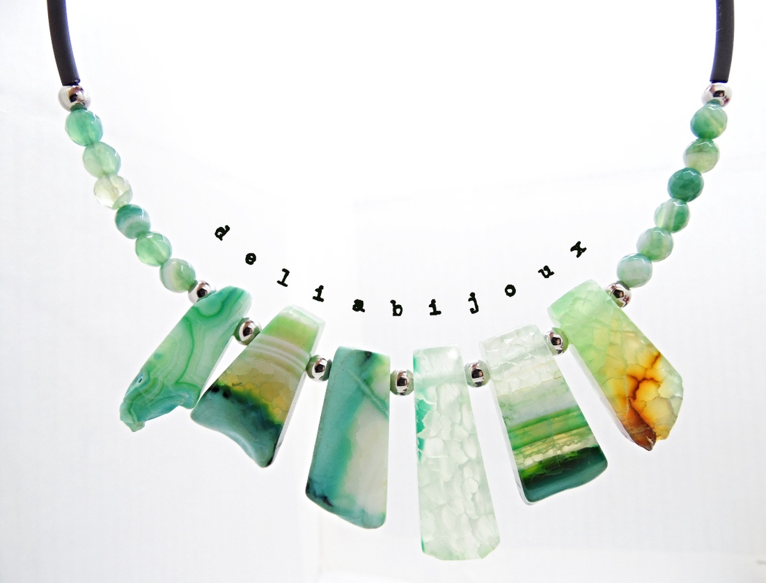 Colier handmade unicat - agate naturale (cod1359) - bijuterii - coliere - coliere din pietre semiprețioase - Artynos.ro