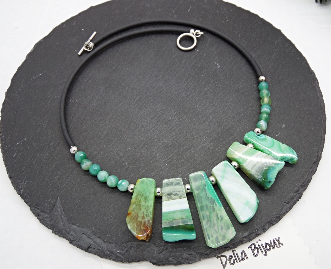 Colier handmade unicat - agate naturale (cod1359) - bijuterii - coliere - coliere din pietre semiprețioase - Artynos.ro