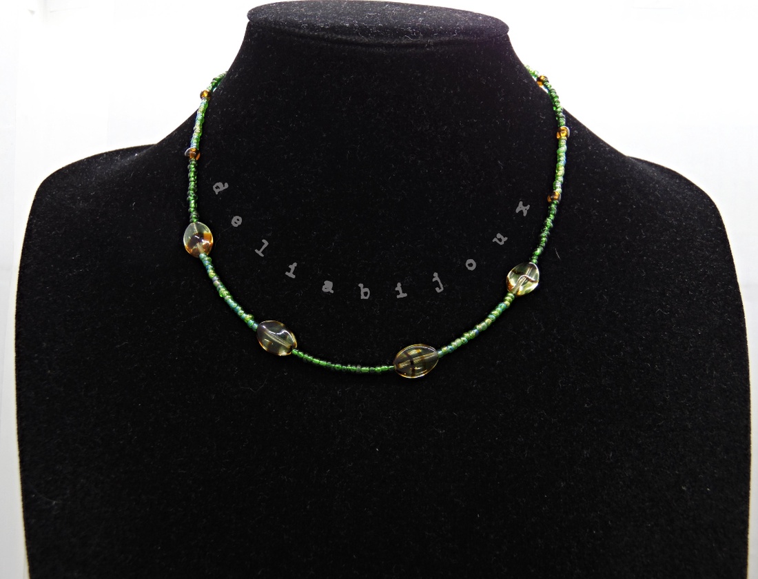 Colier - choker unicat din margele de nisip si sticlă Cehia (cod1363) - bijuterii - coliere - coliere din mărgele - Artynos.ro