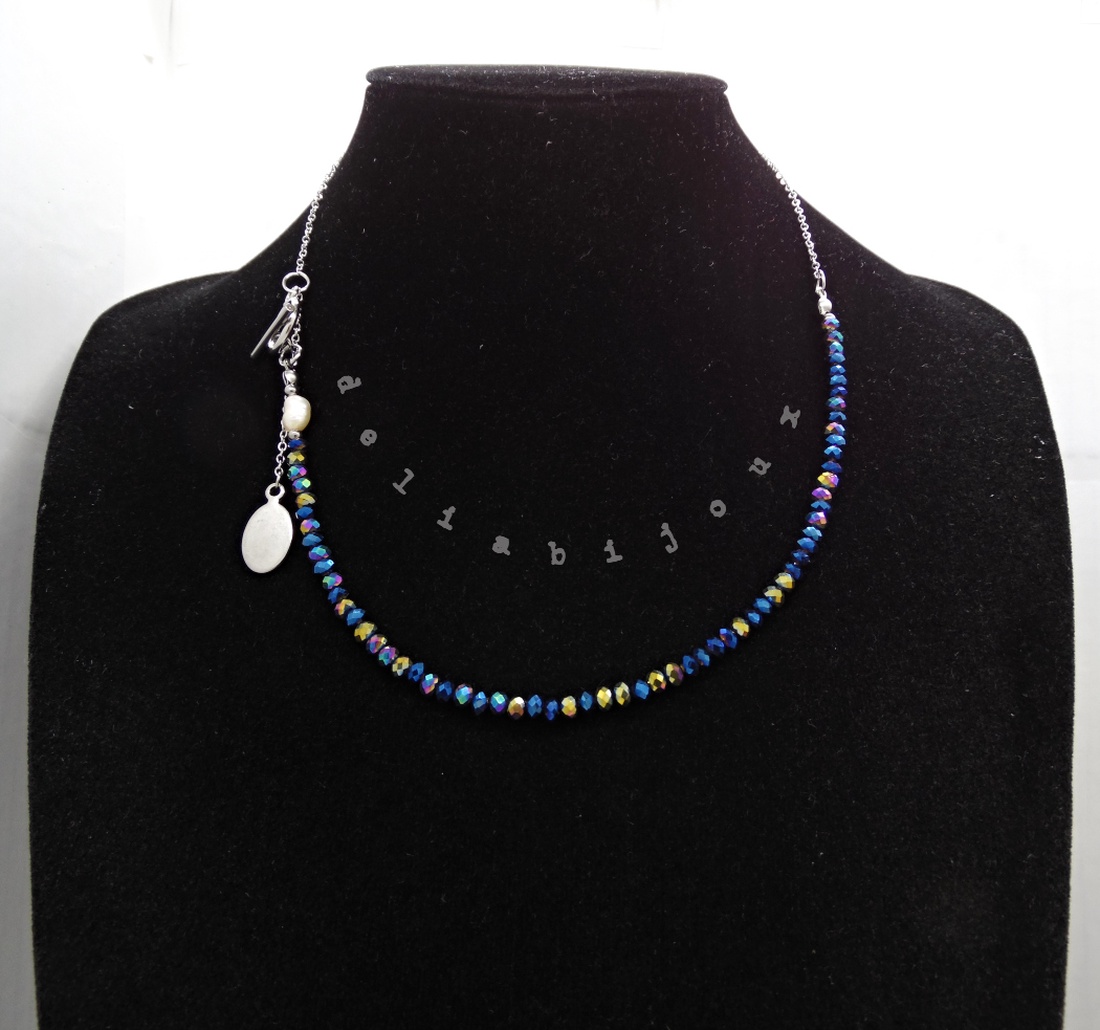 Colier handmade versatil - cristale electroplacate, perla de cultură (cod1367) - bijuterii - coliere - coliere din mărgele - Artynos.ro