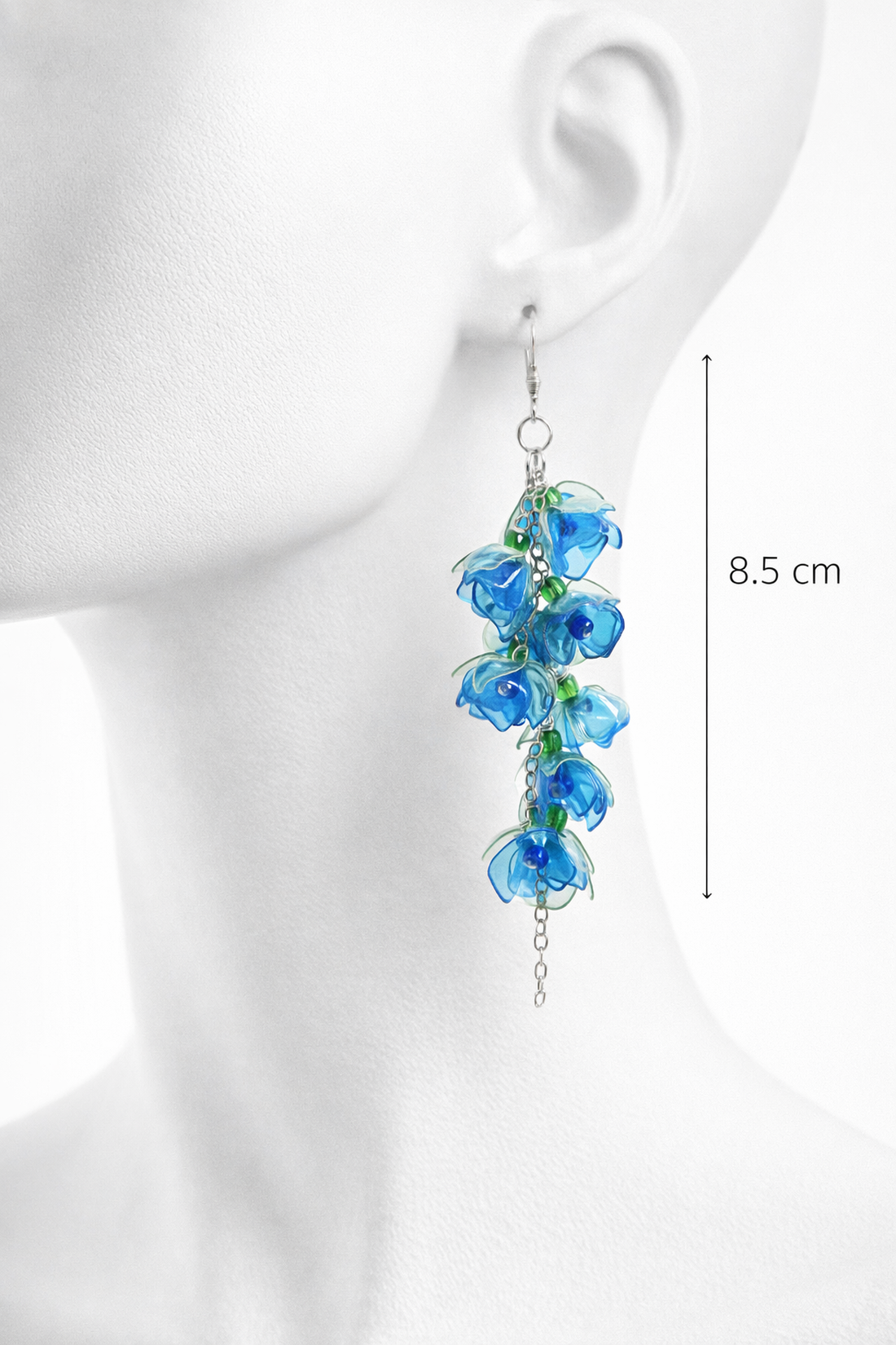 Cercei statement handmade unicat - PET-uri (plastic) reciclate - flori (cod1315) - bijuterii - cercei - cercei lungi - Artynos.ro