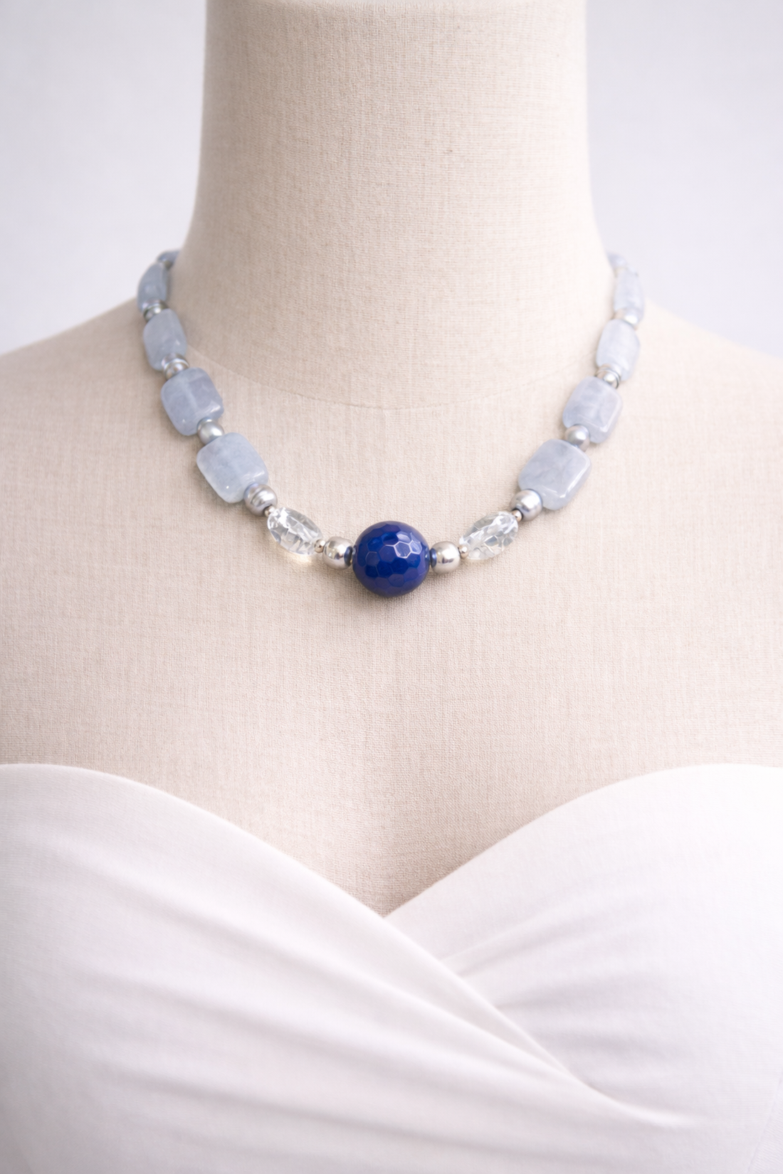 Colier handmade unicat - agat, jad, cristal stanca si perle cultura (cod1135) - bijuterii - coliere - coliere din pietre semiprețioase - Artynos.ro