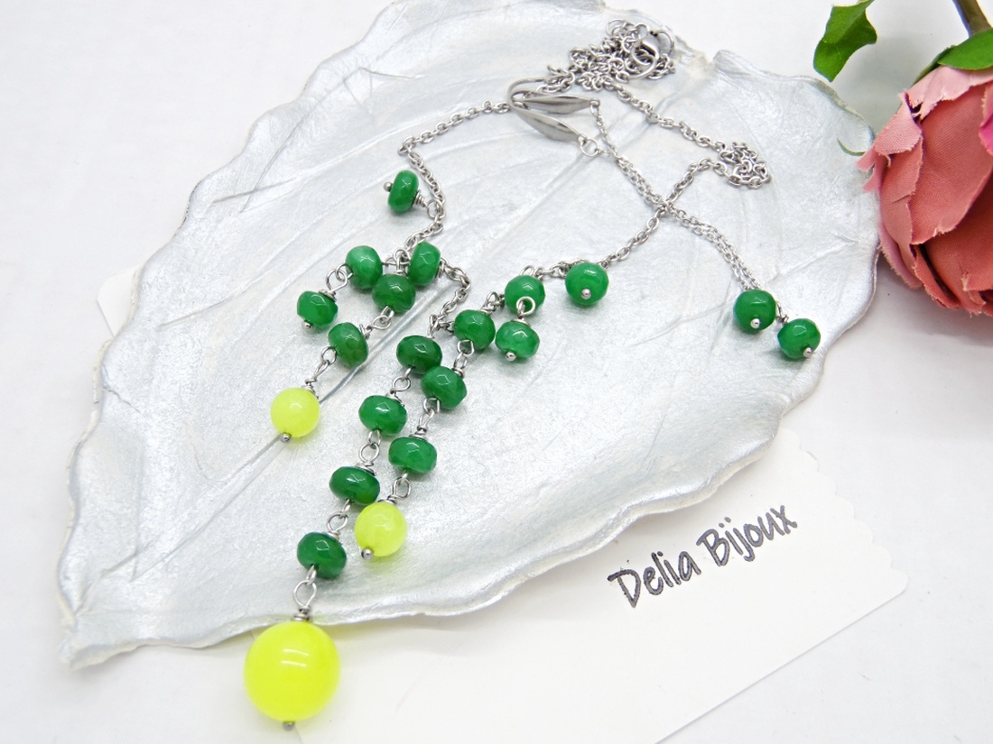 Set de bijuterii handmade unicat agate si jad (cod1403) - bijuterii - seturi de bijuterii - Artynos.ro