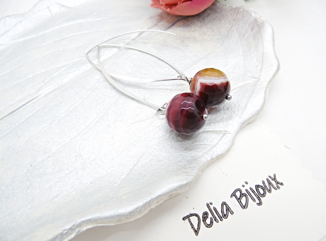 Cercei handmade lungi cu agat natural fațetat (cod1404) - bijuterii - cercei - cercei din pietre semiprețioase - Artynos.ro